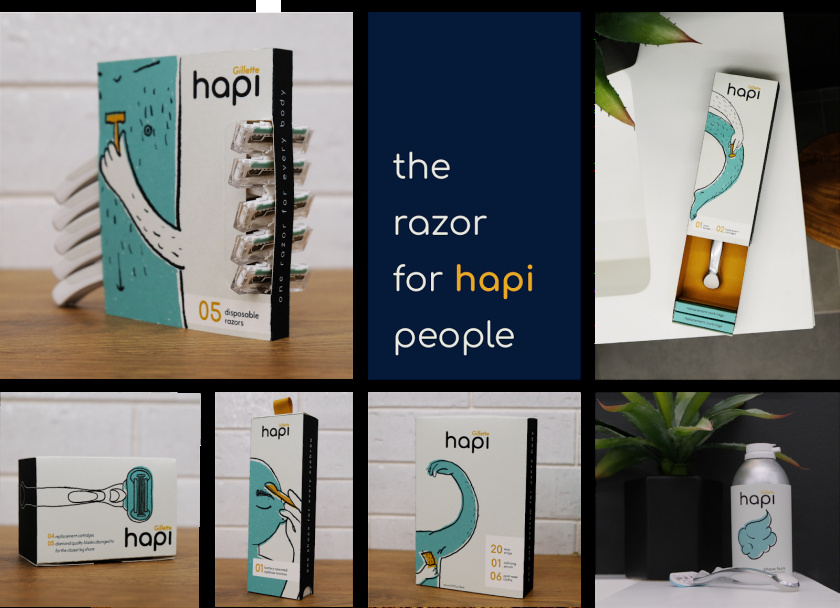 Hapi 剃須刀剃須膏套裝包裝設(shè)計(jì)“嘻哈插畫”風(fēng)格
