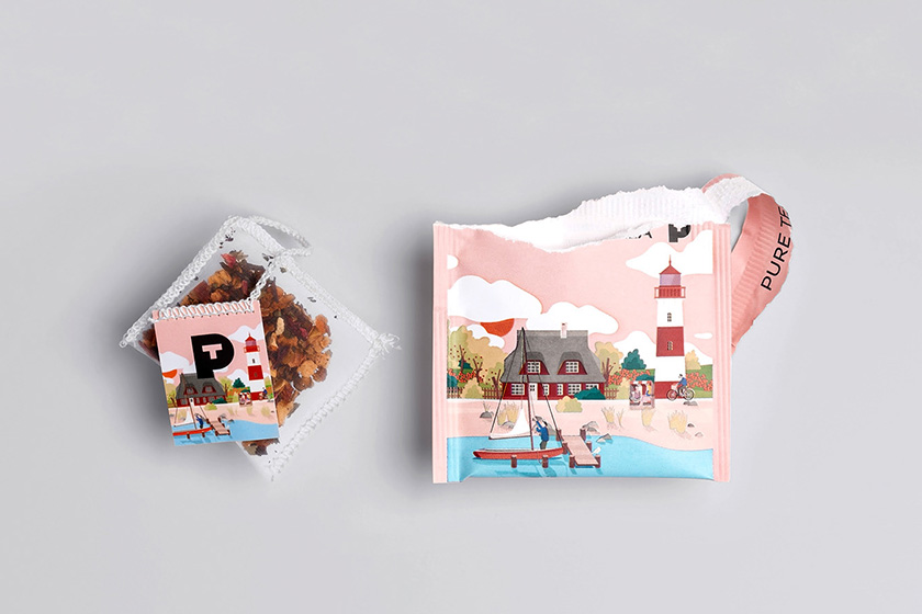 pure tea 純茶有機茶葉包裝設(shè)計，13個茶葉原產(chǎn)地風(fēng)景插圖設(shè)計