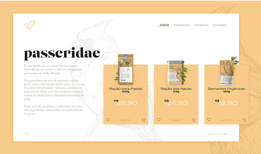 Pássaro金鳥飼料口糧包裝設(shè)計(jì)，手繪小鳥的圖案包裝