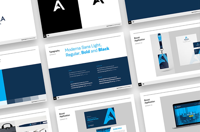 Aguila Capital 巴西對沖基金logo設(shè)計“字母A+鳥”與品牌視覺形象設(shè)計