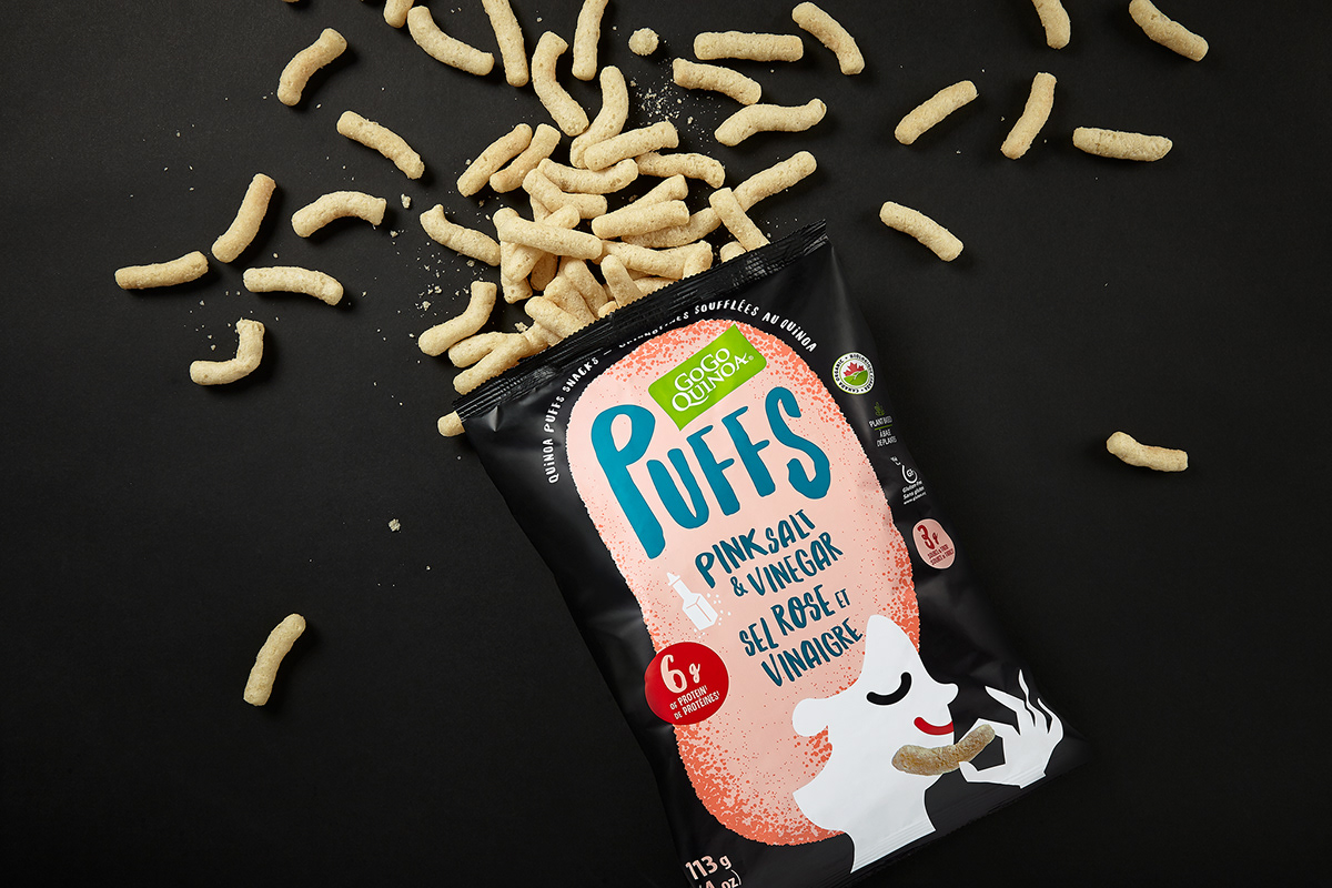 Puffs 休閑小零食包裝設(shè)計(jì)，夸張有趣的插畫