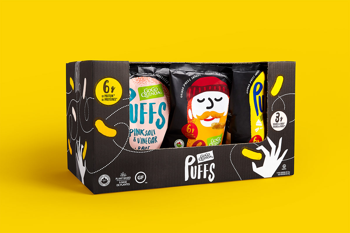 Puffs 休閑小零食包裝設(shè)計(jì)，夸張有趣的插畫
