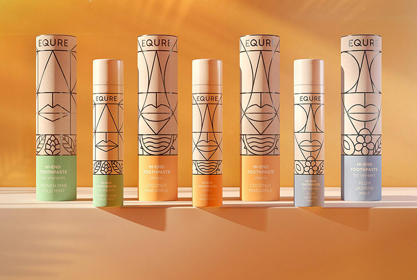 EQURE 牙膏與口腔牙齒護理產(chǎn)品品牌形象策劃與包裝設(shè)計，源于線條裝飾藝術(shù)風格