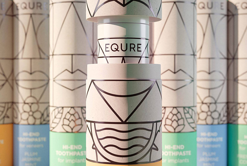 EQURE 牙膏與口腔牙齒護理產(chǎn)品品牌形象策劃與包裝設(shè)計，源于線條裝飾藝術(shù)風格