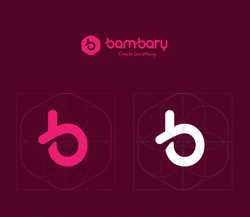 bambary毛線品牌命名logo設(shè)計(jì)與品牌vi形象設(shè)計(jì)。多彩的六邊形色塊