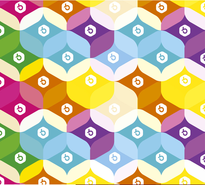 bambary毛線品牌命名logo設(shè)計(jì)與品牌vi形象設(shè)計(jì)。多彩的六邊形色塊