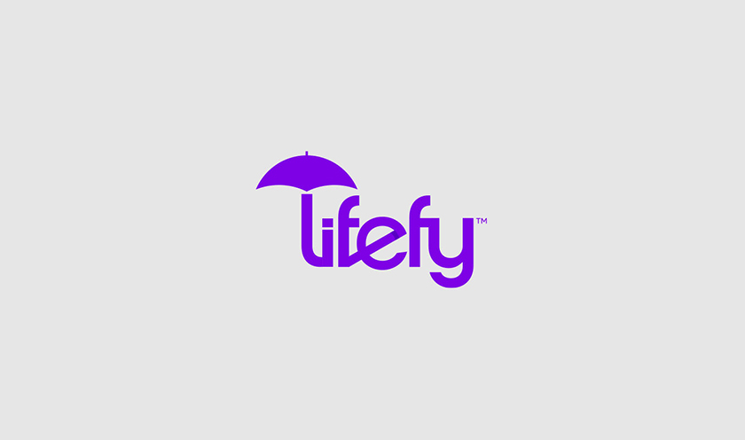 lifefy在線保險品牌logo設(shè)計，傘元素+字母L