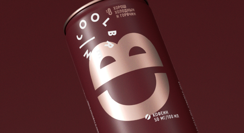 CoolBrew冷釀灌裝咖啡包裝設(shè)計(jì)，以品牌字母設(shè)計(jì)包裝圖案?jìng)鬟_(dá)愉悅和凸顯品牌