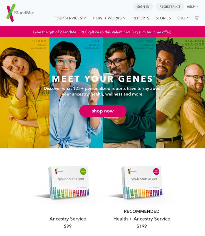 23andMe醫(yī)療保健網站