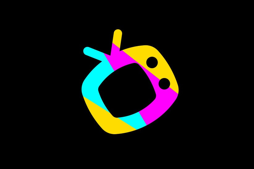 電視的多彩多姿的概述反對(duì)黑背景的logo設(shè)計(jì)