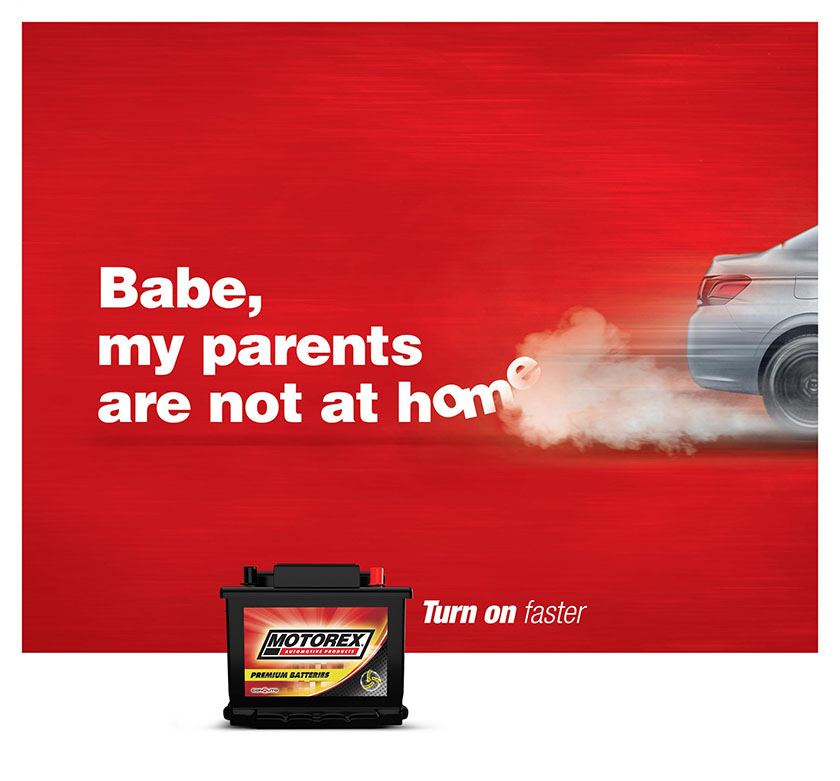 Motorex汽車蓄電池平面廣告海報設計，幽默接地氣的對話系列