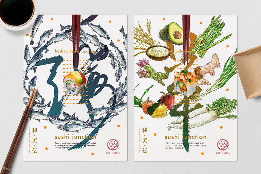 Junction壽司餐廳品牌形象設計logo包裝設計