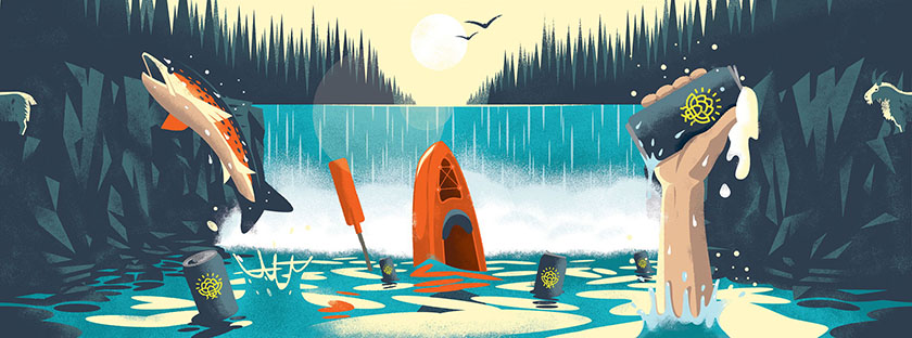 北卡羅來納州罐裝啤酒設(shè)計，帶好探險精神深入插畫中的冰涼世界