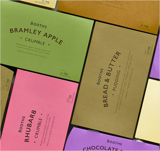 Booths蛋糕和布丁系列食品包裝設計，源自20世紀裝飾藝術靈感