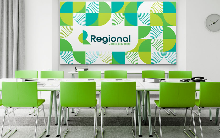 Regional house 房產(chǎn)中介品牌視覺形象vi設計，充滿活力的幾何色塊風格