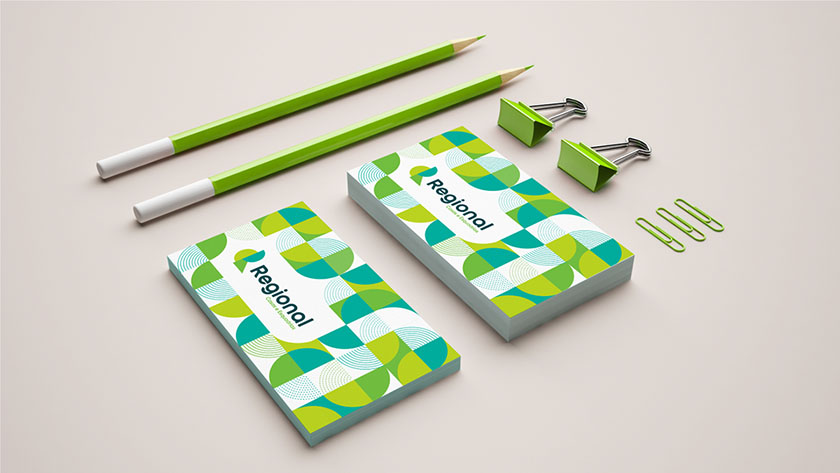 Regional house 房產(chǎn)中介品牌視覺形象vi設計，充滿活力的幾何色塊風格