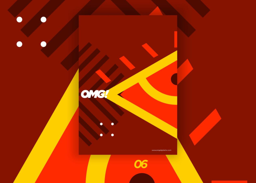 OMG 幾何抽象圖形風格海報設計與品牌vi設計
