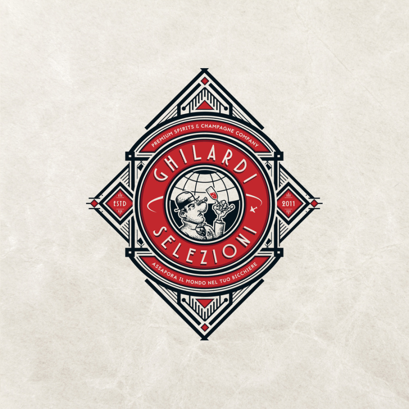 復(fù)雜的幾何紅色和黑色菱形徽標(biāo)的旅游logo設(shè)計(jì)