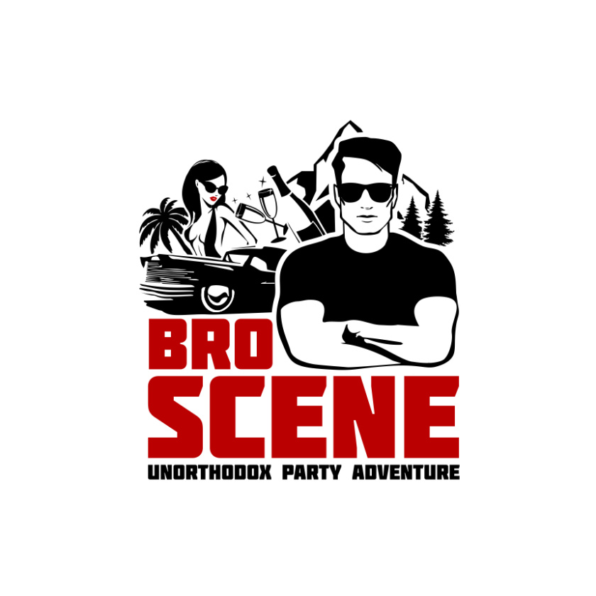 站立堅(jiān)硬在婦女，樹，汽車和山前面的一個(gè)人的圖象的旅游logo設(shè)計(jì)