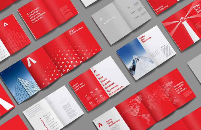 ANGIA房地產(chǎn)投資公司logo/VI設(shè)計(jì)，源自建筑的向上運(yùn)動(dòng)風(fēng)格