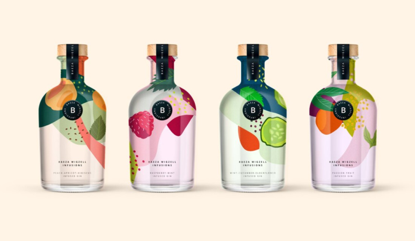 創(chuàng)新的風(fēng)味杜松子酒包裝設(shè)計(jì)，充滿活力的彩墨風(fēng)格