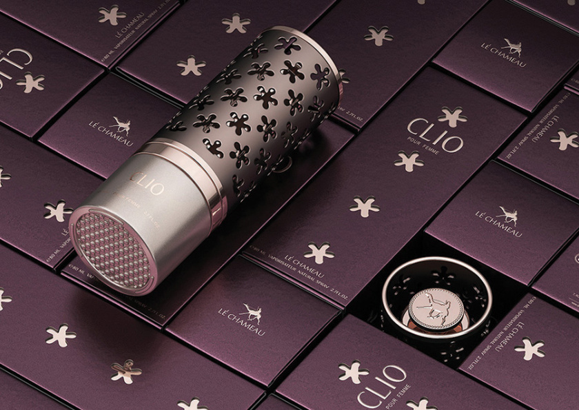 Clio香水包裝設(shè)計(jì)與阿拉伯花形格子香水瓶形設(shè)計(jì)