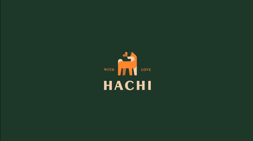 Hachi 咖啡店logo設(shè)計(jì)”矢量狗狗圖形“