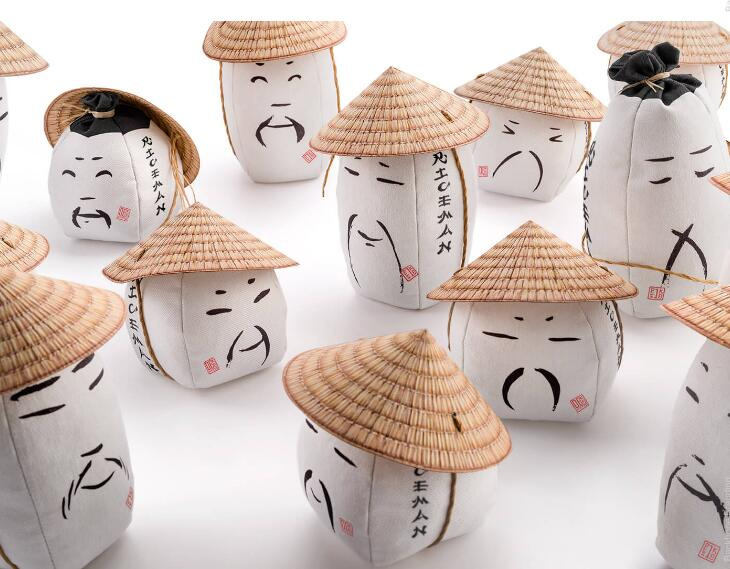 RICEMAN日式大米包裝設(shè)計(jì)，斗笠帽子麻布農(nóng)民造型