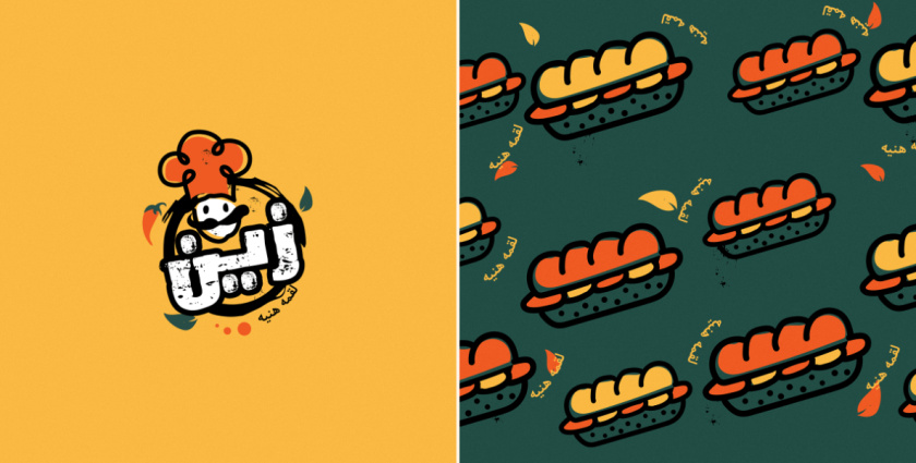 Zain restaurant 三明治西式快餐餐廳餐飲logo設計vi設計，疏漏的手繪風格