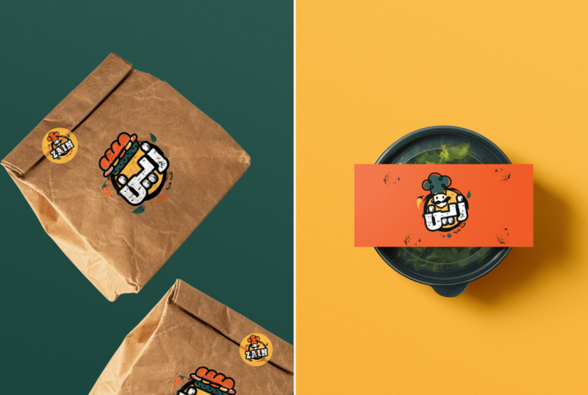 Zain restaurant 三明治西式快餐餐廳餐飲logo設計vi設計，疏漏的手繪風格