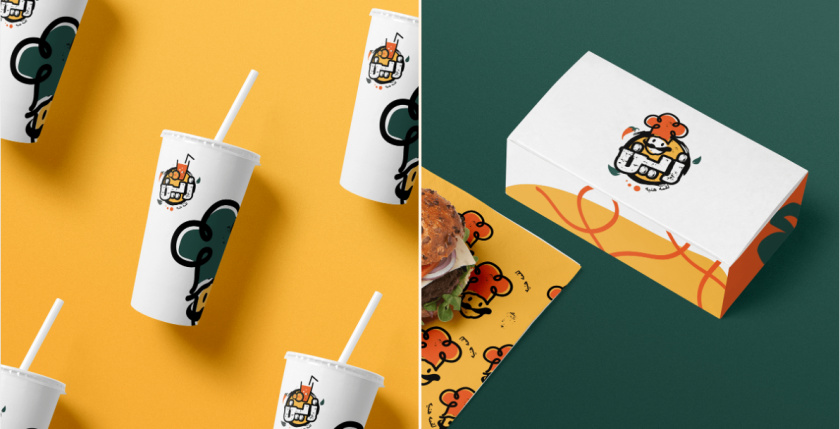 Zain restaurant 三明治西式快餐餐廳餐飲logo設計vi設計，疏漏的手繪風格