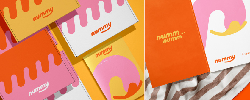 Nummy云端廚房外賣美食品牌logo設(shè)計(jì)與形象vi設(shè)計(jì)，源自字母n的識別符號