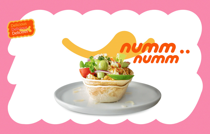 Nummy云端廚房外賣美食品牌logo設(shè)計(jì)與形象vi設(shè)計(jì)，源自字母n的識別符號