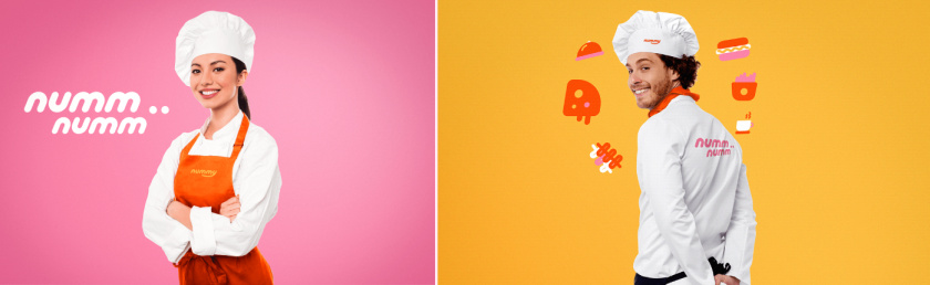 Nummy云端廚房外賣美食品牌logo設(shè)計(jì)與形象vi設(shè)計(jì)，源自字母n的識別符號