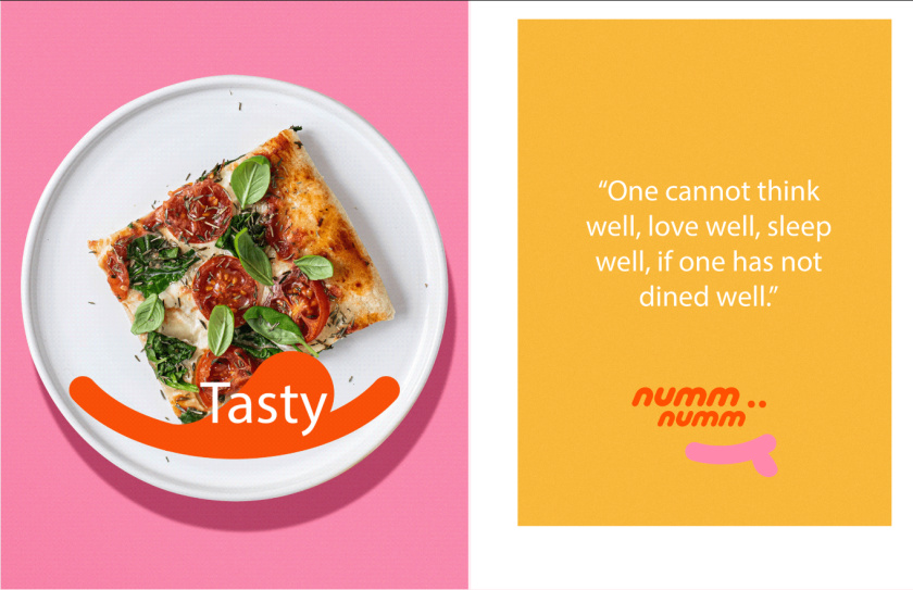 Nummy云端廚房外賣美食品牌logo設(shè)計(jì)與形象vi設(shè)計(jì)，源自字母n的識別符號