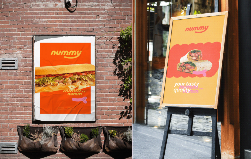 Nummy云端廚房外賣美食品牌logo設(shè)計(jì)與形象vi設(shè)計(jì)，源自字母n的識別符號