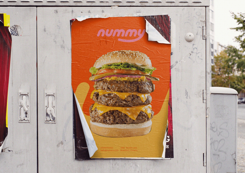 Nummy云端廚房外賣美食品牌logo設(shè)計(jì)與形象vi設(shè)計(jì)，源自字母n的識別符號