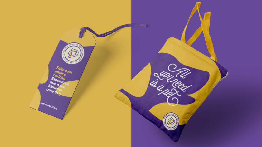 Dom Pet Store 寵物食品專賣店品牌logo設(shè)計vi設(shè)計，首字母+狗頭線條logo