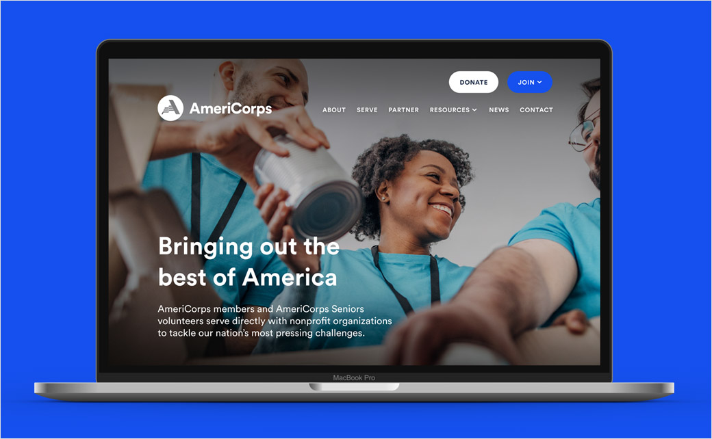 AmeriCorps 美國(guó)國(guó)家社區(qū)服務(wù)公司品牌logo設(shè)計(jì)與vi設(shè)計(jì)，字母A+美國(guó)國(guó)旗