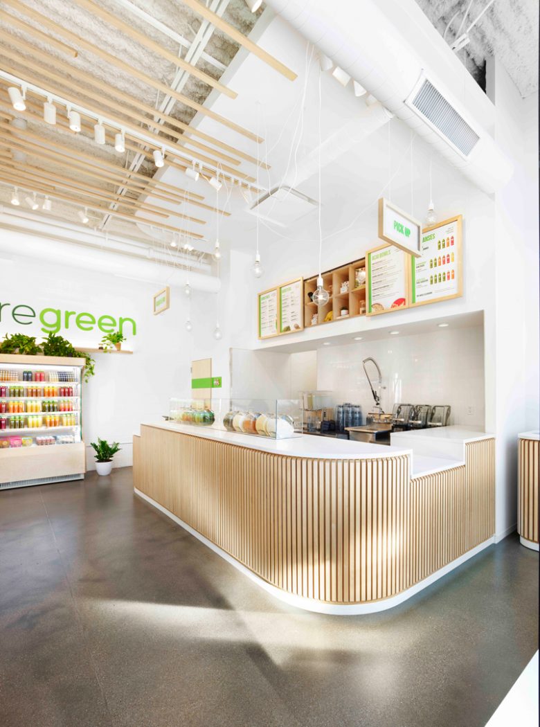 Pure Green 綠色食品果汁飲品店鋪si空間設計“北歐簡約樺木自然原木風格”