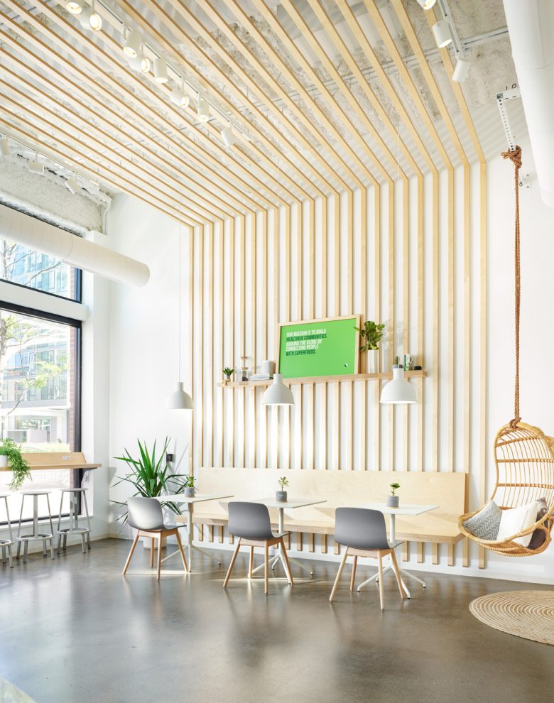 Pure Green 綠色食品果汁飲品店鋪si空間設計“北歐簡約樺木自然原木風格”