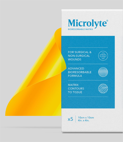 可被人體吸收的Microlyte傷口繃帶品牌logo設計與包裝設計
