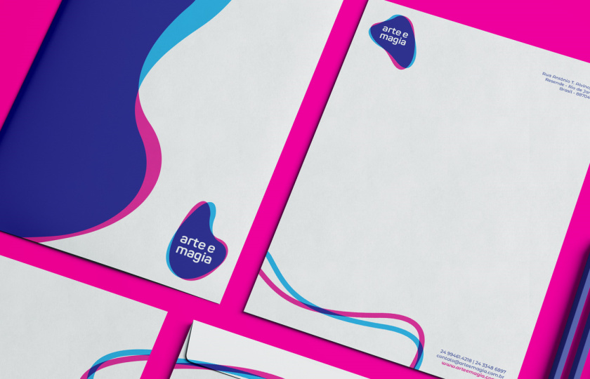 Arte e Magia兒童青少年舞蹈教育機構(gòu)品牌vi視覺形象設(shè)計，彎曲漸變色塊的疊加