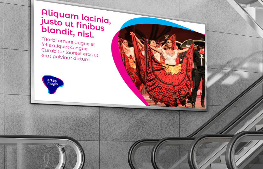 Arte e Magia兒童青少年舞蹈教育機構(gòu)品牌vi視覺形象設(shè)計，彎曲漸變色塊的疊加