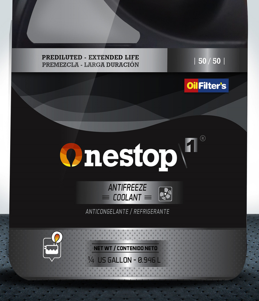 OneStop 汽車(chē)潤(rùn)滑油包裝設(shè)計(jì)，動(dòng)態(tài)漸變色塊風(fēng)格