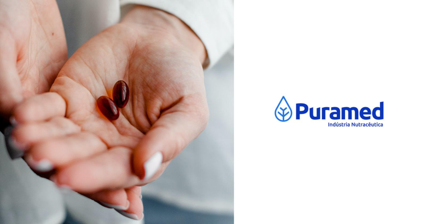 Puramed食品營養(yǎng)補(bǔ)充劑制造企業(yè)公司logo設(shè)計(jì)vi設(shè)計(jì)，相互嵌套六邊形輔助圖形設(shè)計(jì)