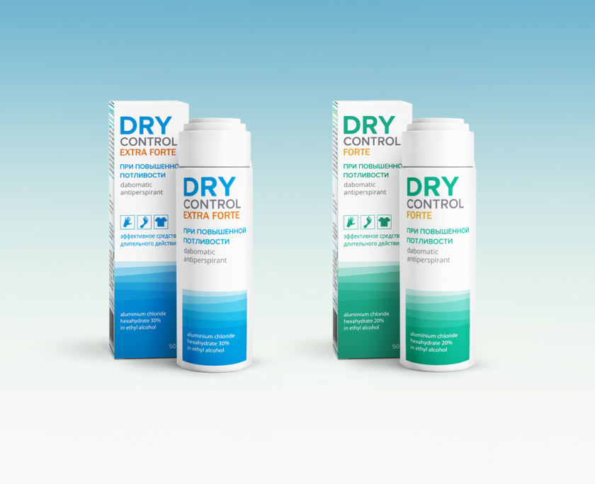 DRY CONTROL 干控止汗劑包裝設(shè)計，偏藥品包裝風(fēng)格