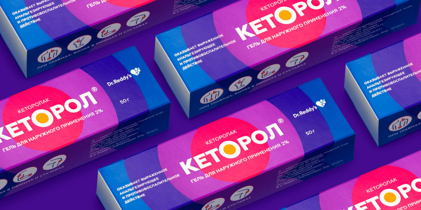 Ketorol止疼凝膠藥品包裝設(shè)計(jì)“同心圓符號(hào)遞減色彩”