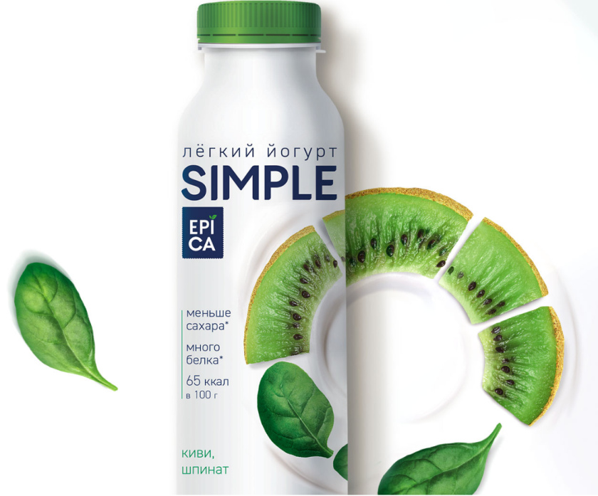 Epica Simple 低糖酸奶包裝設(shè)計(jì)，酸奶添加的谷物及水果顆粒，組成O字符號(hào)