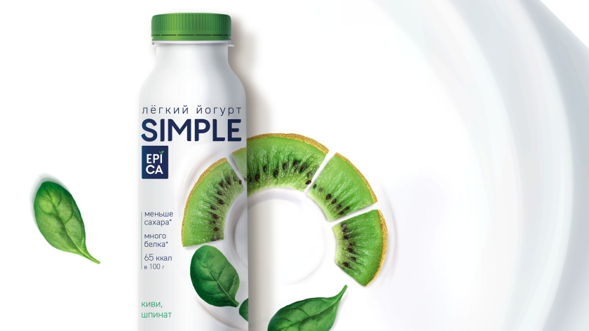 Epica Simple 低糖酸奶包裝設(shè)計(jì)，酸奶添加的谷物及水果顆粒，組成O字符號(hào)